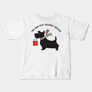 The Paw-fect Delivery Service, Christmas, dog, humor Kids T-Shirt